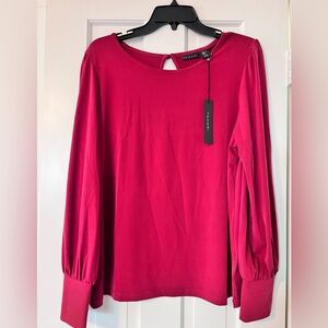 Tahari Red Long Sleeve Blouse